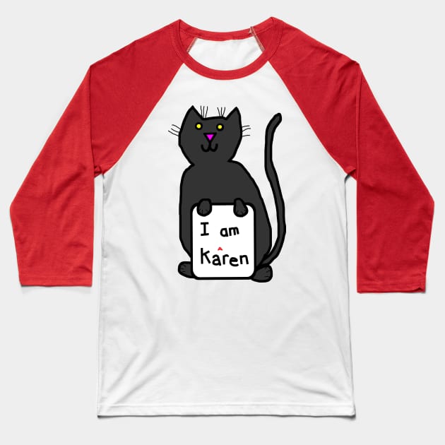 Black Cat and Karen Memes Baseball T-Shirt by ellenhenryart